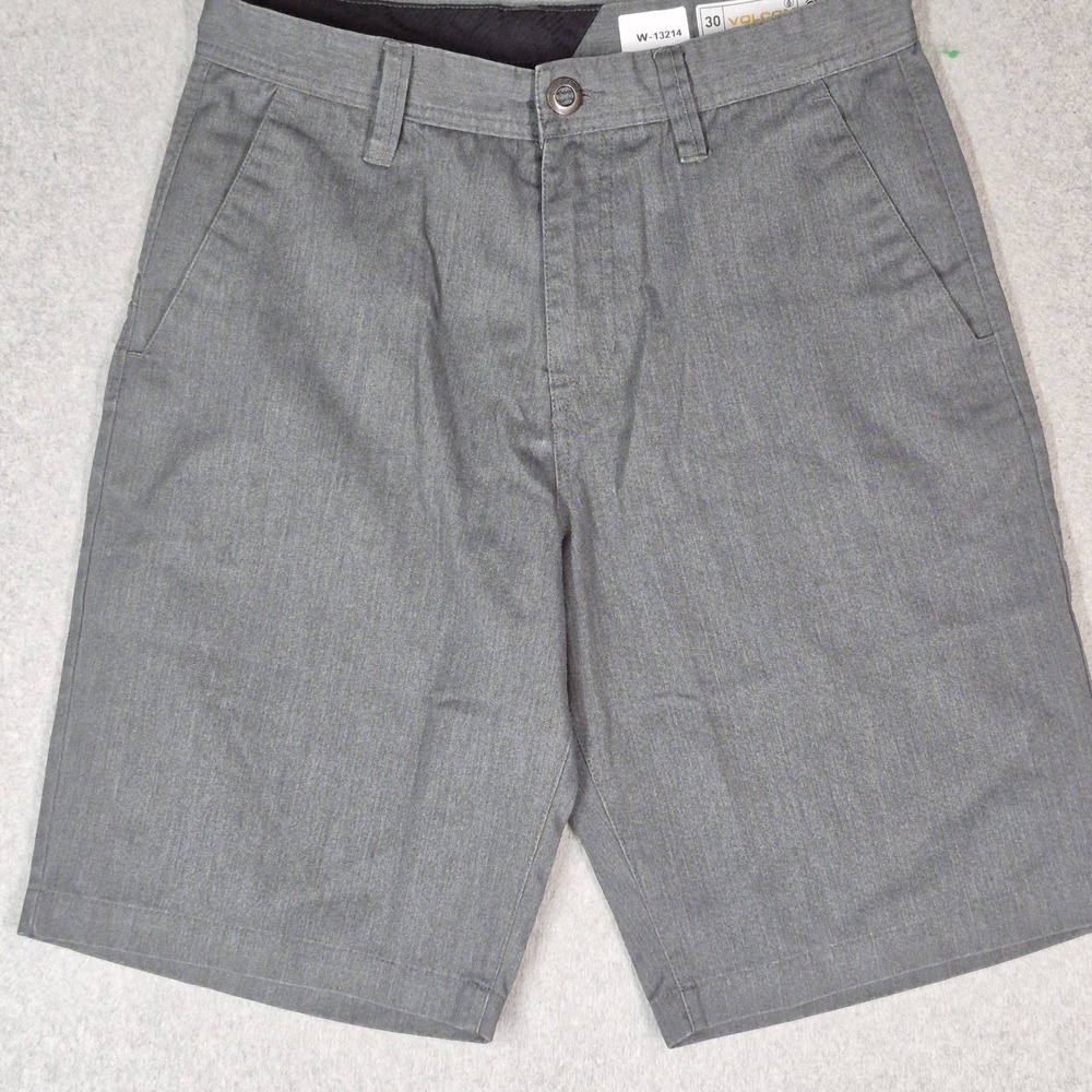 Volcom Men Shorts 30 Gray Chino 11" Inseam Logo Skater Casual